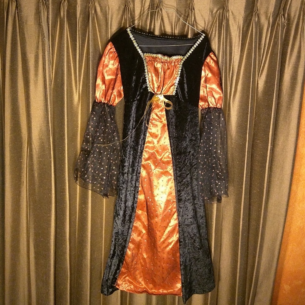 PRINCESS DRESS GIRLS 7/8 VERY PRETTY VELVET GOLDEN